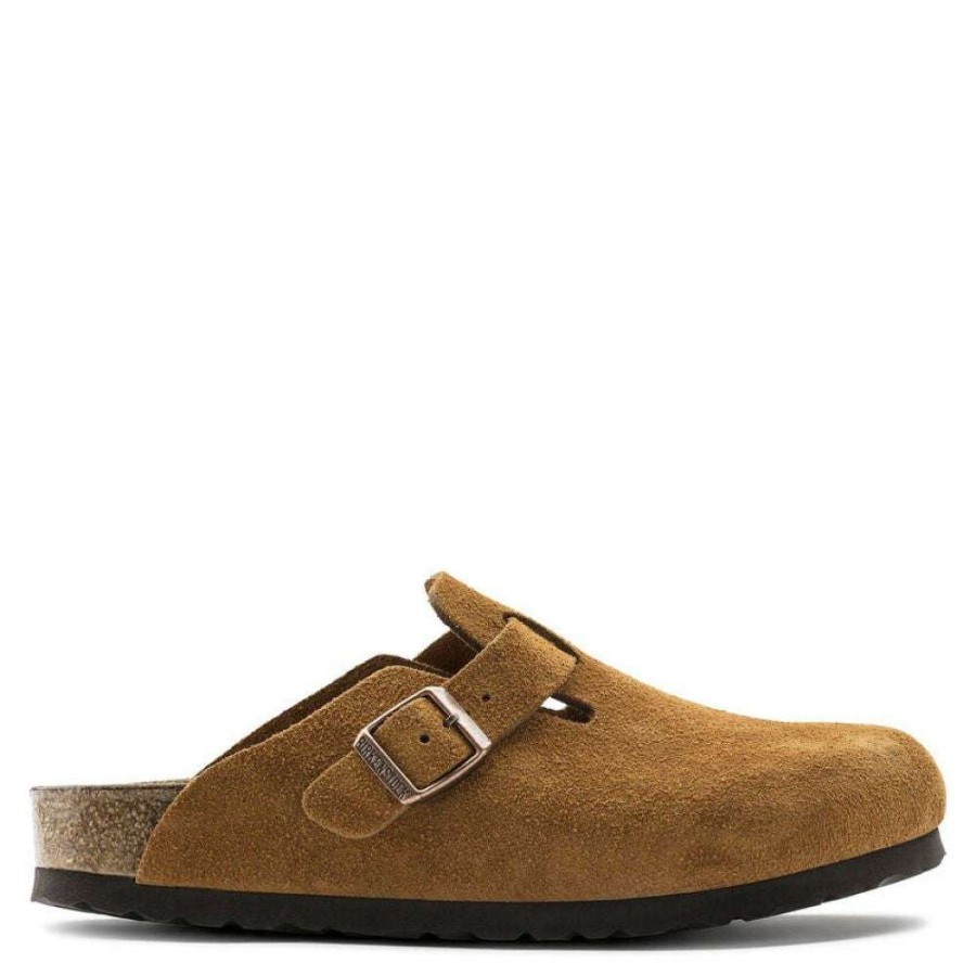 Mules & Clogs * | Birkenstock Boston Softbed Suede Leather In Mink (Narrow Width)