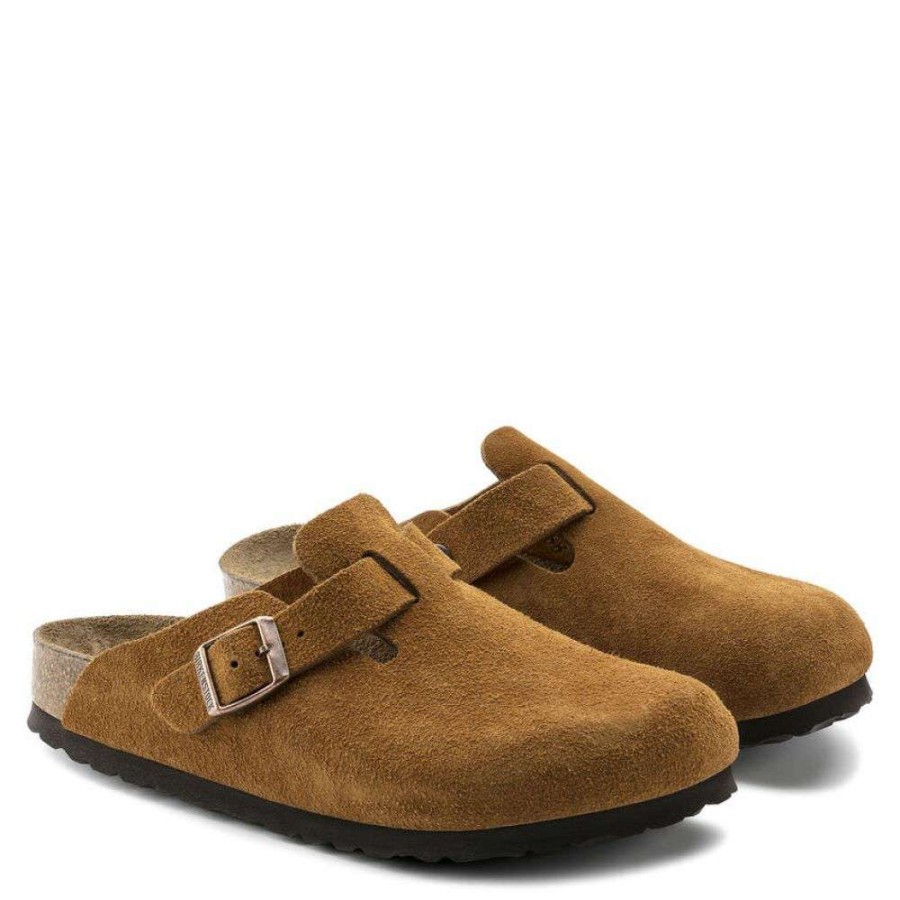 Mules & Clogs * | Birkenstock Boston Softbed Suede Leather In Mink (Narrow Width)