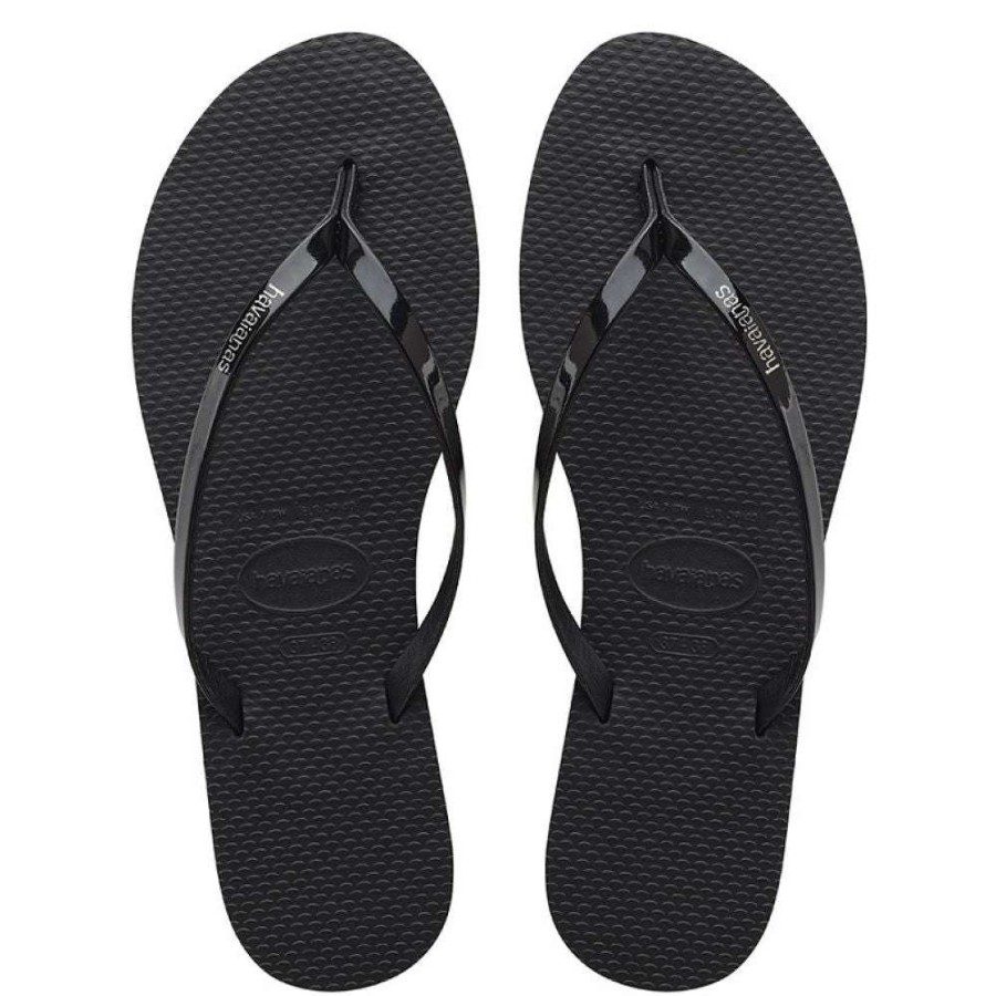 Flip-Flops * | Havaianas Women'S You Metallic Flip Flop Bk In Black