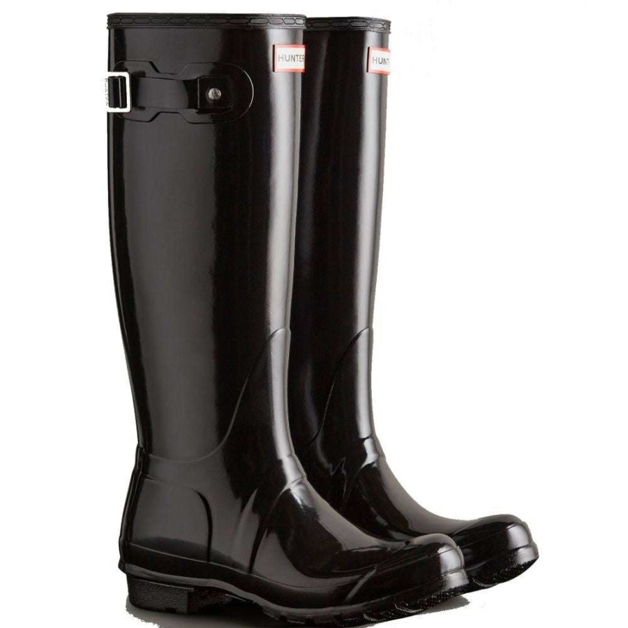 Tall Boots * | Hunter Women'S Original Tall Gloss Rain Boots In Black