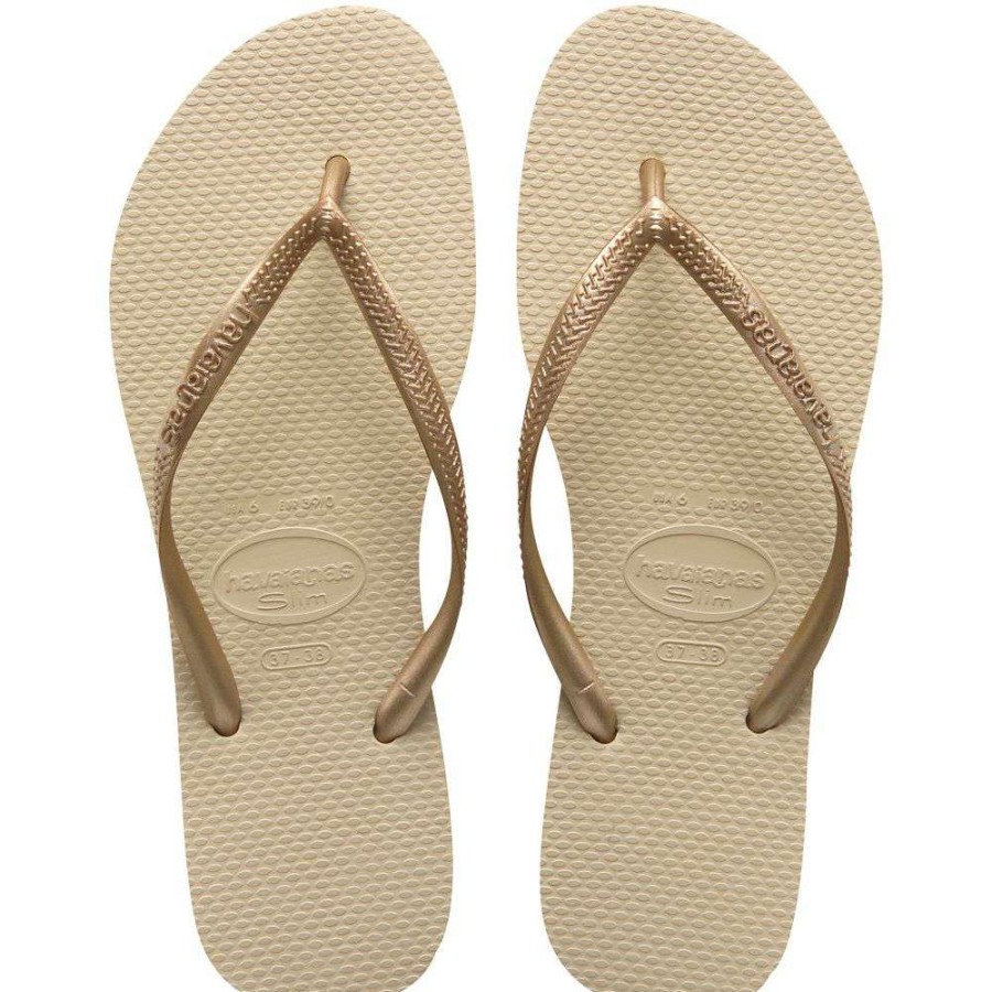 Flip-Flops * | Havaianas Women'S Slim Flip Flop In Sand Gold