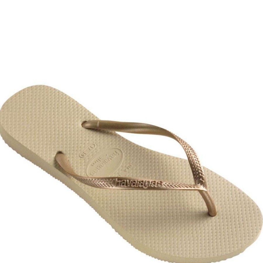 Flip-Flops * | Havaianas Women'S Slim Flip Flop In Sand Gold