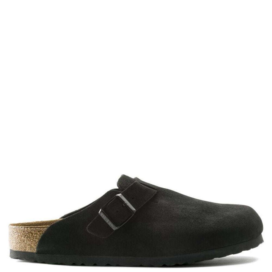 Mules & Clogs * | Birkenstock Boston Softbed Suede Leather In Black