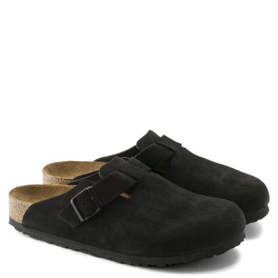 Mules & Clogs * | Birkenstock Boston Softbed Suede Leather In Black