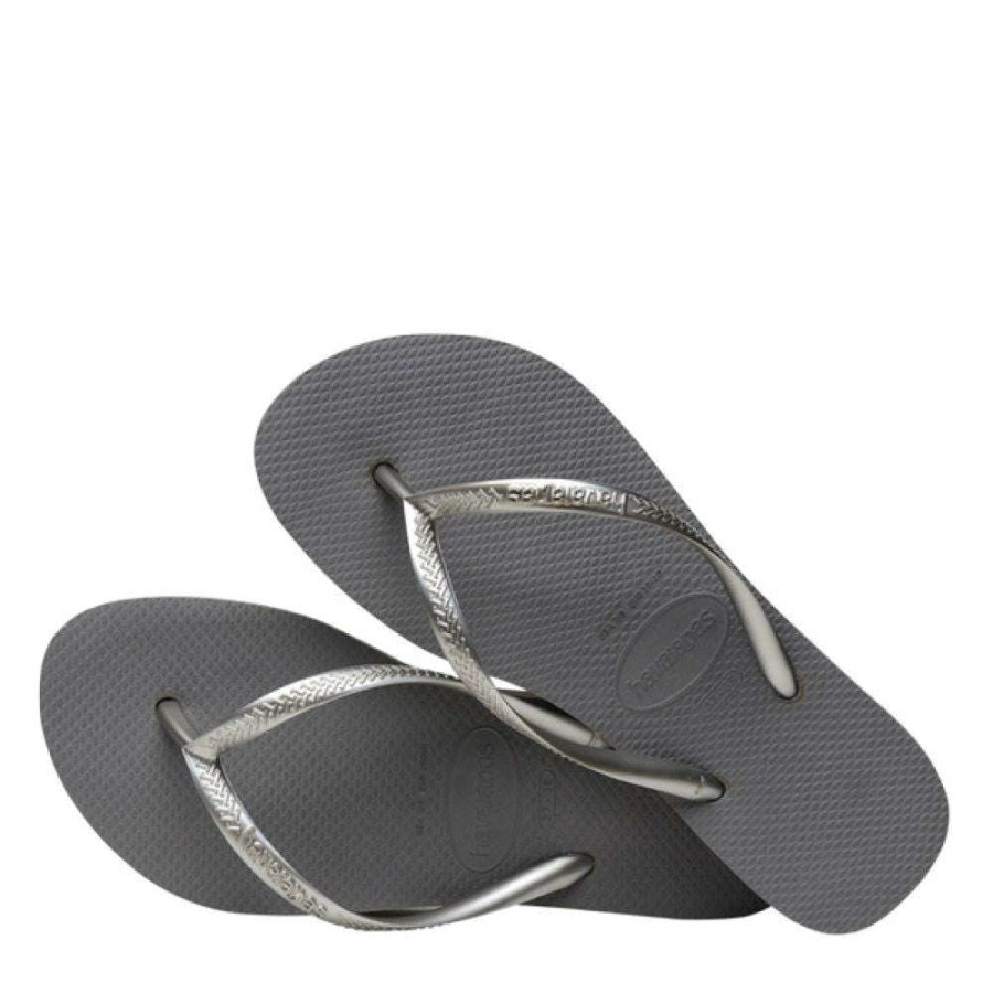 Flip-Flops * | Havaianas Women'S Slim Flatform Flip Flop In Steel Grey