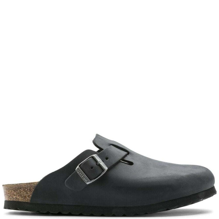 Mules & Clogs * | Birkenstock Women'S Boston Oiled Leather In Black (Narrow Width)