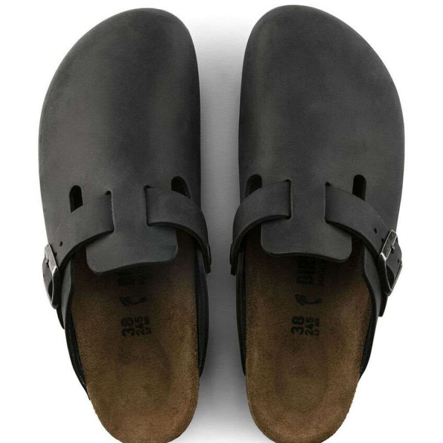 Mules & Clogs * | Birkenstock Women'S Boston Oiled Leather In Black (Narrow Width)