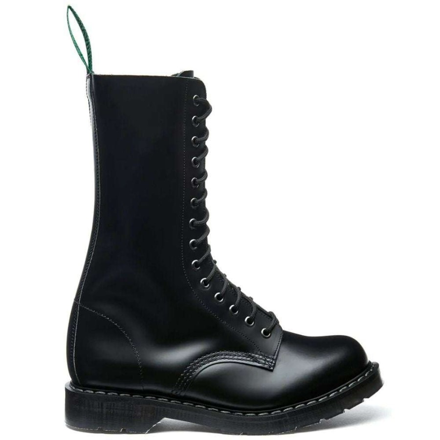 Lace-Up Boots * | Solovair 14 Eye Derby Boot In Black Hi-Shine