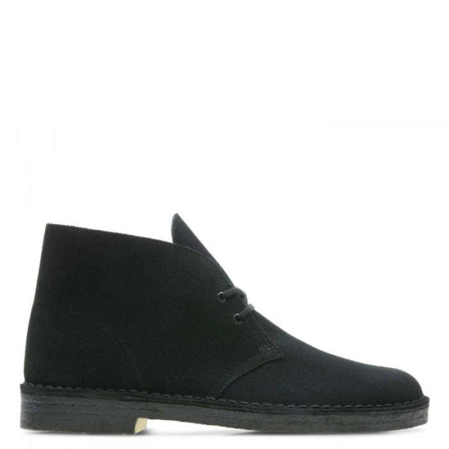 Lace-Up Boots * | Clarks Men'S Desert Boot In Black Suede (New)