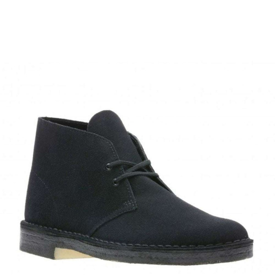 Lace-Up Boots * | Clarks Men'S Desert Boot In Black Suede (New)